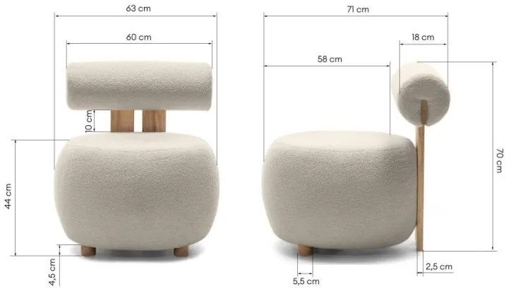 Fotoliu design bej HANNA, stejar