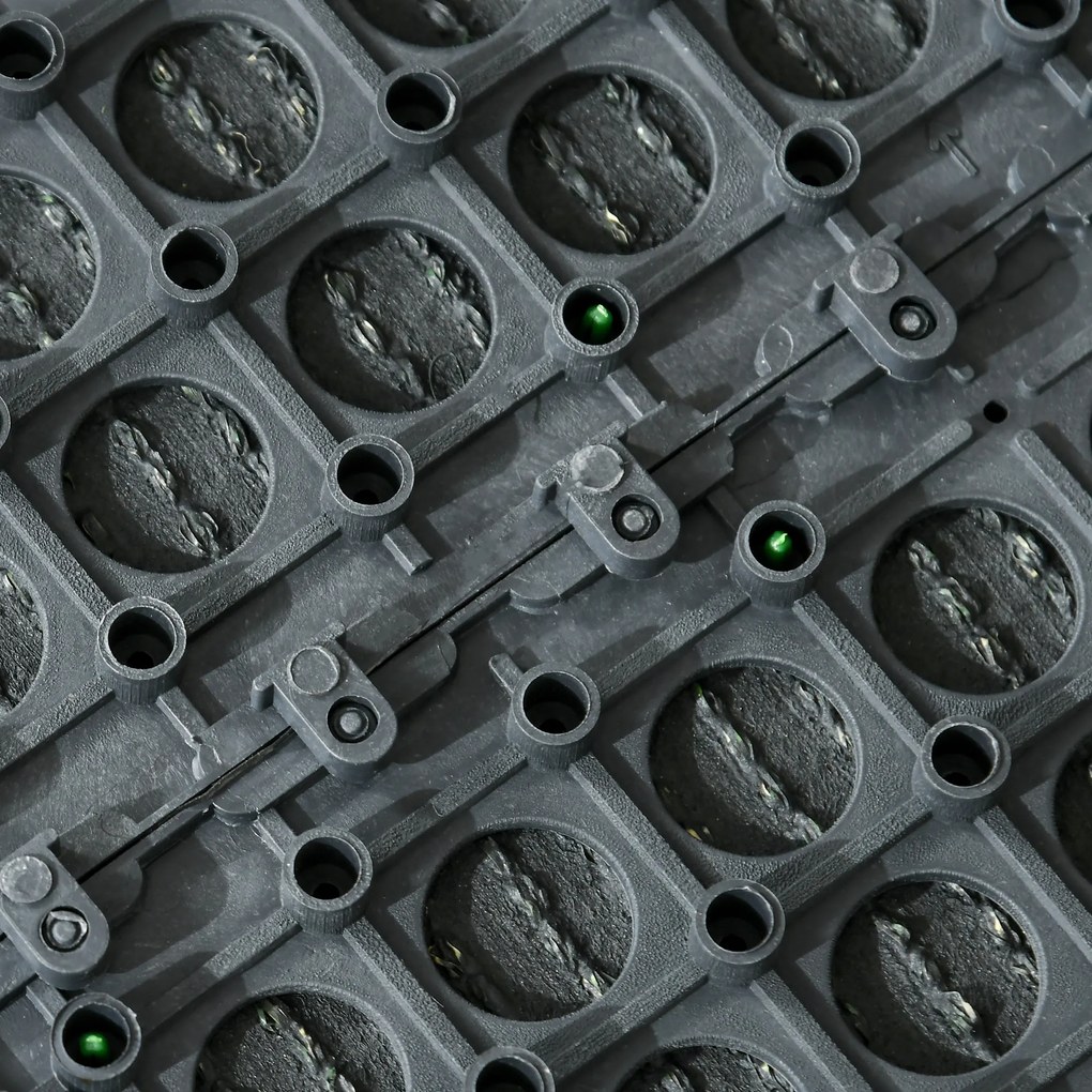 Outsunny Gazon Sintetic 10 Piese Covoraș Gazon Artificial 30x30 cm cu Înălțimea Firului de Iarbă 20 mm și Anti-UV Verde Închis | Aosom Romania