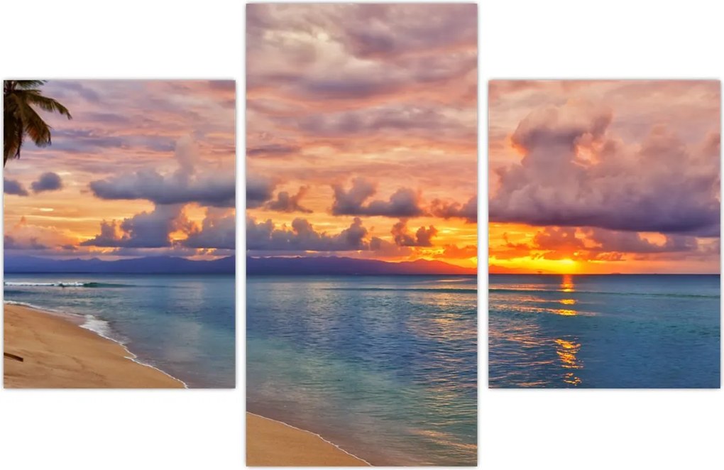 Tablou - Apus de soare la plajâ (90x60 cm)