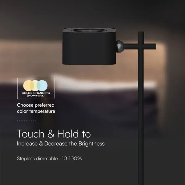 Lampă de birou LED magnetică reglabilă 4în1, 3W, 5V, 3000-6000K, 1800 mAh, negru
