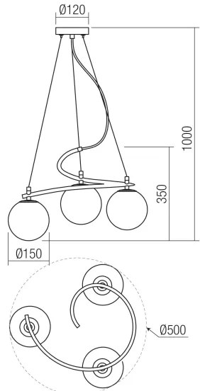 Lustră pe cablu VOLLEY 3xE14/28W/230V negru Redo 01-2716