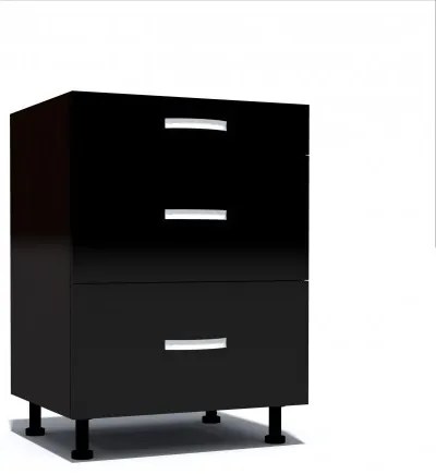 Corp inferior 60 cu 3 sertare metalice pentru greutate Zebra negru