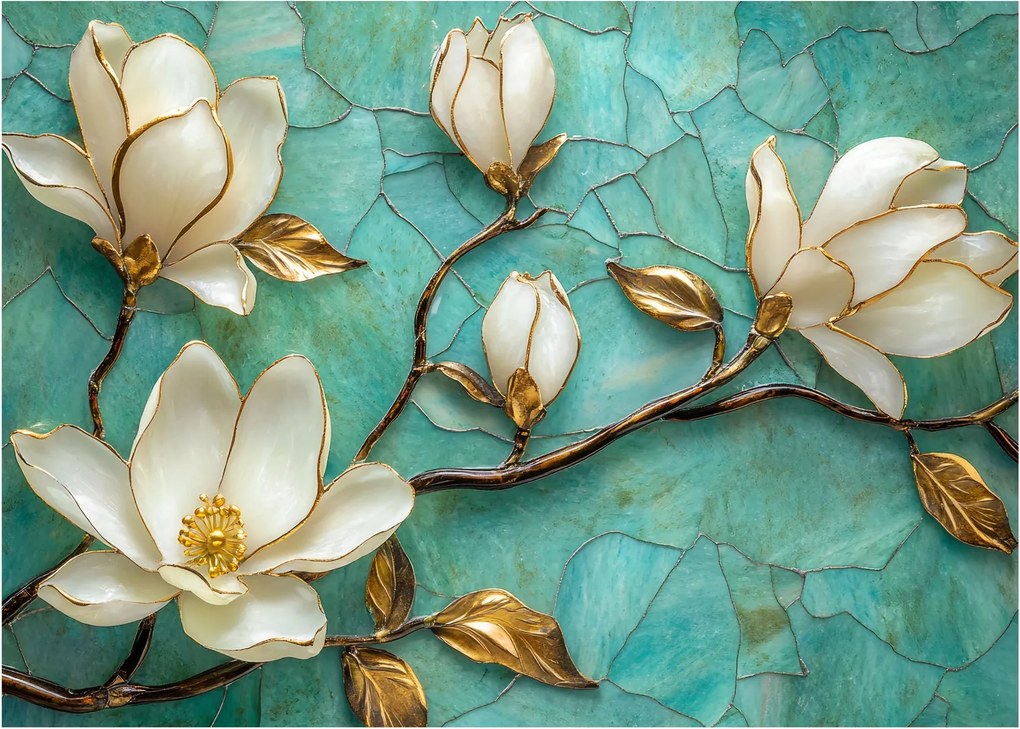 Tablou pe sticlă - Magnolii 3D (70x50 cm)