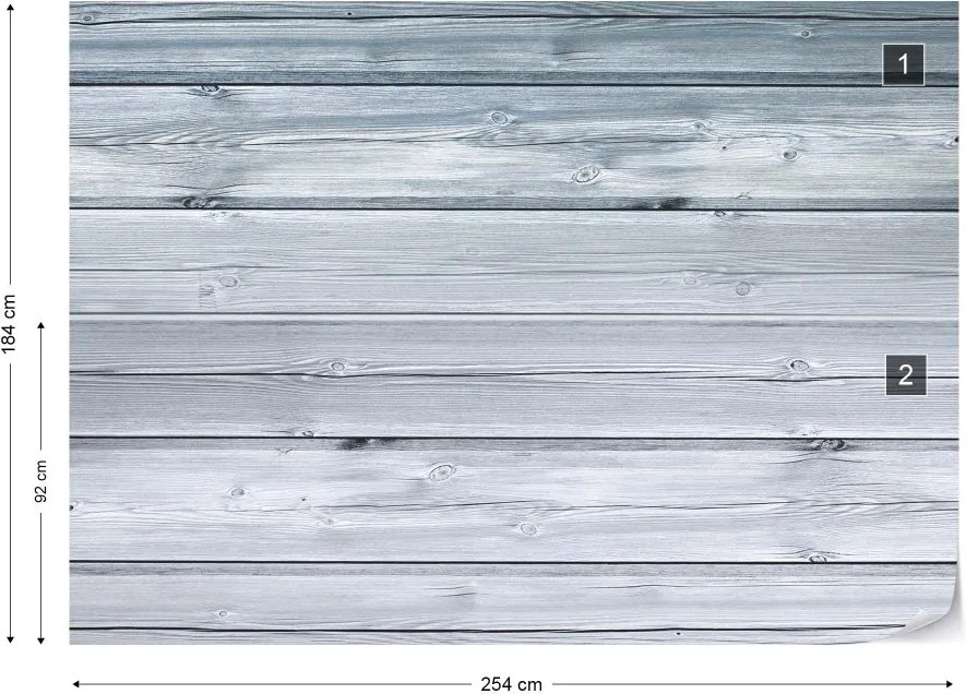 GLIX Fototapet - Painted Wood Plank Texture Blue Vliesová tapeta  - 254x184 cm