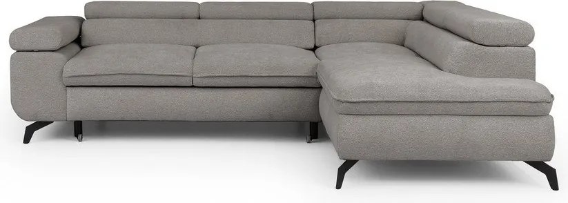 Colțar gri deschis cu tapițerie din chenille (cu colț pe partea dreaptă/în formă de ”L”) Marbeya – Ropez