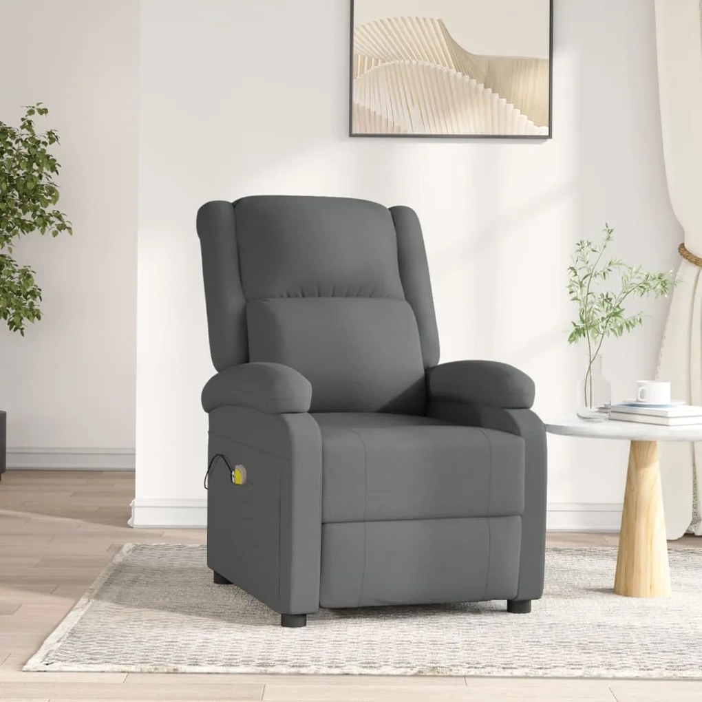 Fotoliu de masaj rabatabil electric, gri închis, textil