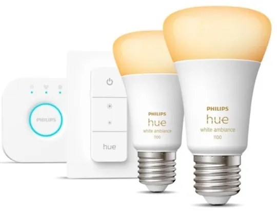 Set de bază Philips Hue WHITE AMBIANCE 2xE27/8W/230V + dispozitiv de interconectare