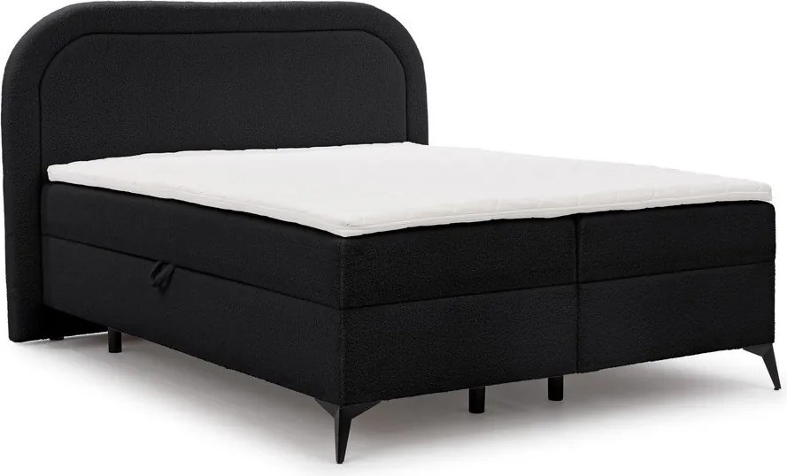 Pat boxspring negru cu spațiu de depozitare 180x200 cm Ornes – Ropez