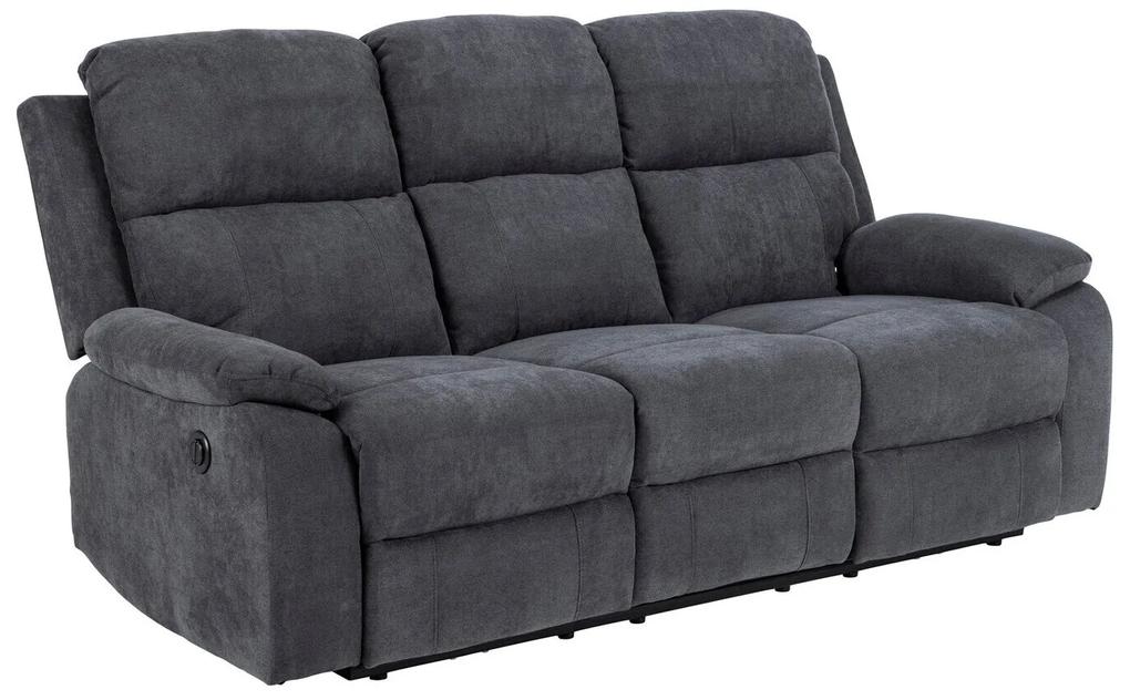 Sofa recliner Oakland 57498x197x95cm, 75 kg, Gri inchis, Tapiterie