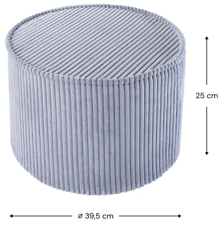 Puf de copii albastru cu tapițerie din catifea reiată – Wigiwama