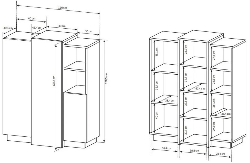 Dulap Three 3D (Stejar craft auriu + Alb). 1071392