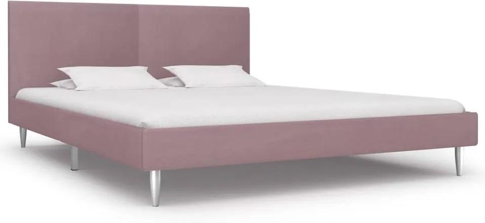 Cadru de pat, roz, 160 x 200 cm, material textil