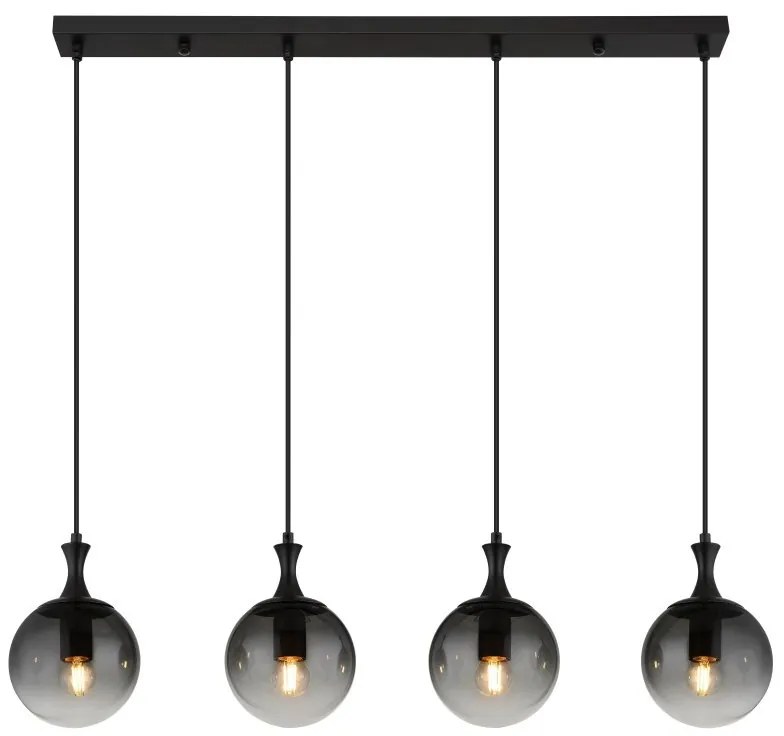 Lustra suspendata design modern DALTON 4L negru/fumuriu