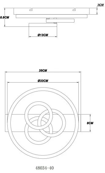 Plafoniera DARRYL I LED CCT neagra cu telecomanda pentru living