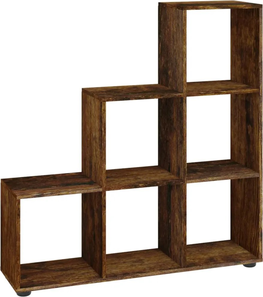 vidaXL Bibliotecă în trepte, stejar fumuriu, 107 cm, lemn compozit