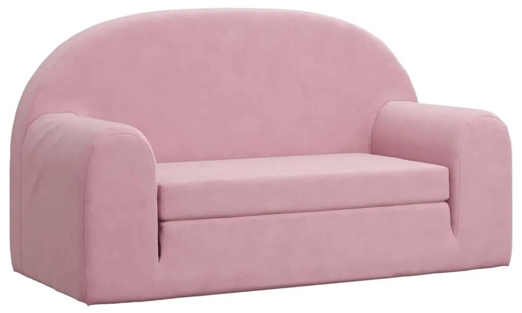 341808 vidaXL Canapea extensibilă de copii cu 2 locuri, roz, pluș moale