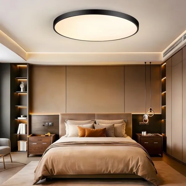 Immax NEO 07314L-LED Plafonieră dimabilă SEMPLICI 128W/230V Ø100 cm Wi-FiTuya negru + telecomandă
