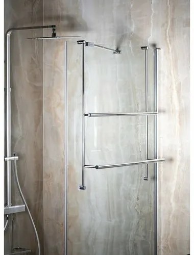SAPHO 1301-09 Suport de prosoape suspendat pentruparavan de duș 60 x 73 x 12,5 cm, argintiu