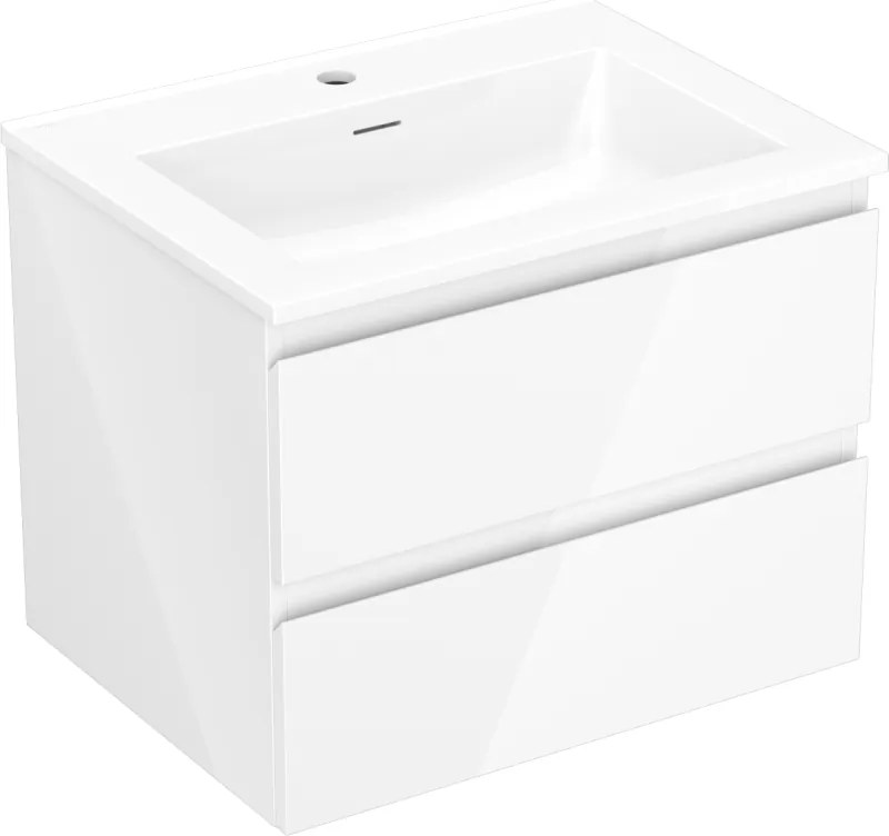 Mexen Orio dulap de baie 60 cm cu lavoar Otis, 2 sertare, alb lucios - 91A10-06047-2-BFF00-W18M00