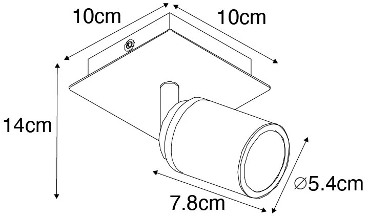Spot de baie modern, pătrat, alb, IP44 - Ducha