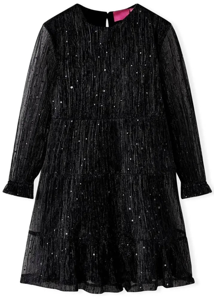 Rochie pentru copii cu mâneci lungi, negru, 92