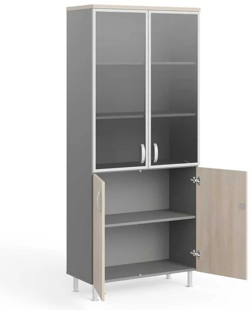 Dulap înalt Manager LUX 90 x 43 x 207,4 cm, salcâm deschis / gri