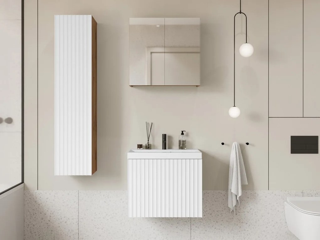 Mobilier baie Dymysos I (Stejar wotan + Alb) (cu baterie Economico BYU 020M). 1103885