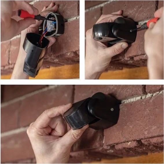 Senzor exterior PIR pentru mișcare și amurg 1200W/230V IP65 negru