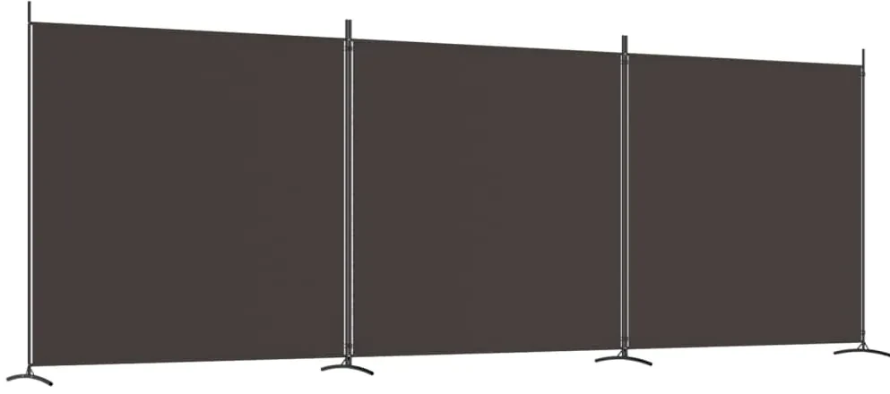 350279 vidaXL Paravan de cameră cu 3 panouri, maro, 525x180 cm, textil