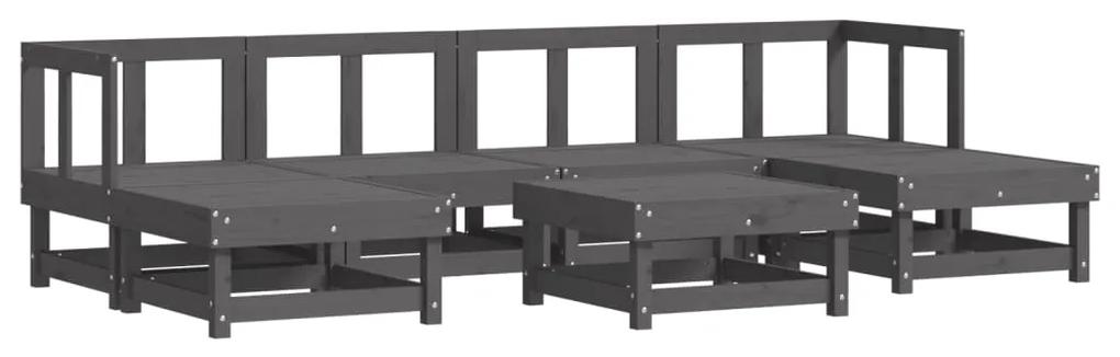 3186342 vidaXL Set mobilier de grădină, 7 piese, gri, lemn masiv de pin
