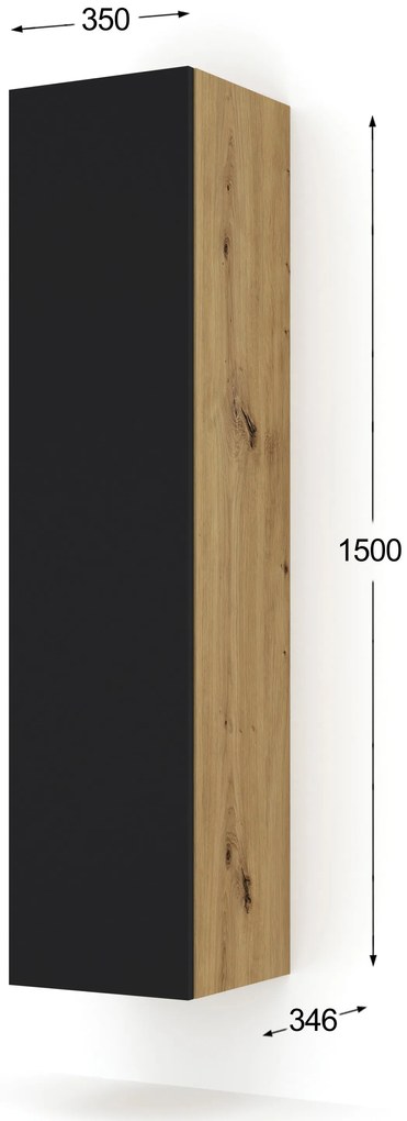 Dulap Dual 150 (Stejar artisan + Negru). 1124860