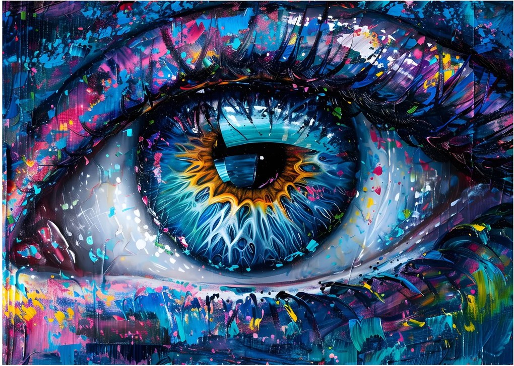 Tablou pe sticlă - Pictura ochilor (70x50 cm)