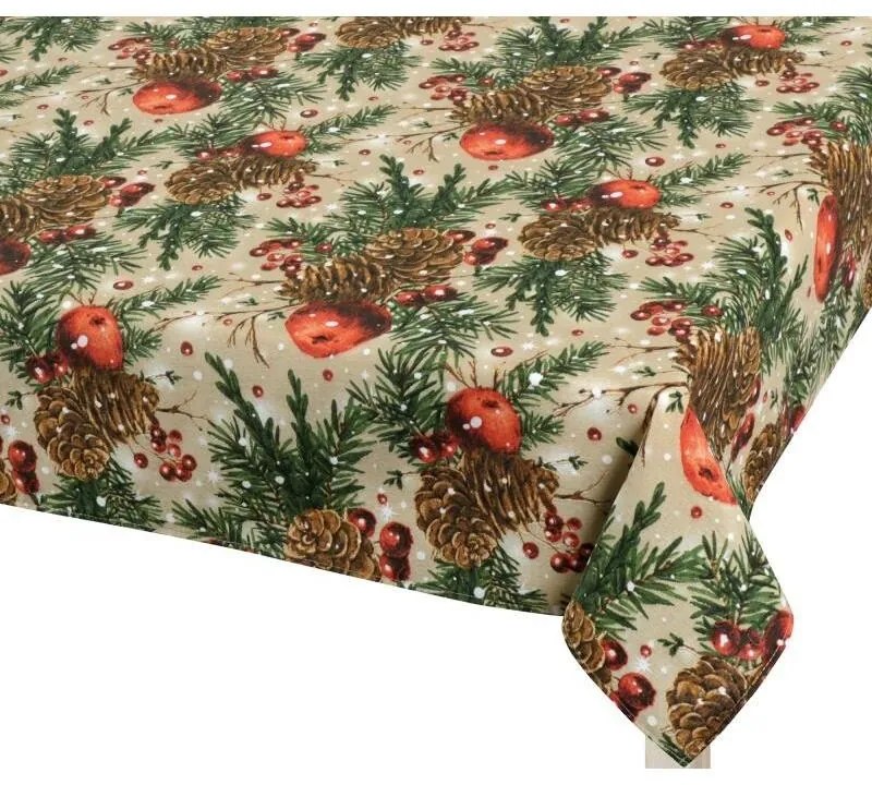 Bellatex Față de masă Conuri și mere de Crăciun,120 x 140 cm, 120 x 140 cm