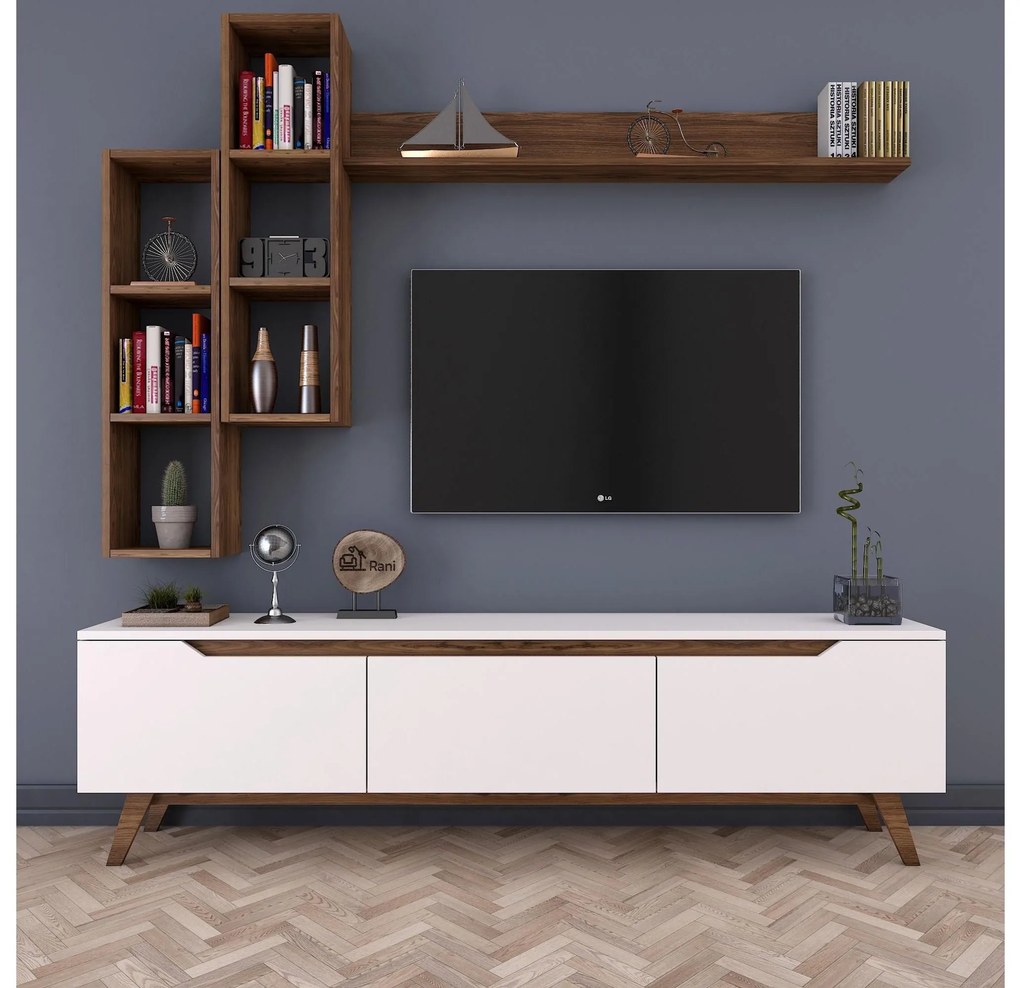Mobilier living Mitevu 10 (alb + Nuc) . 1095672