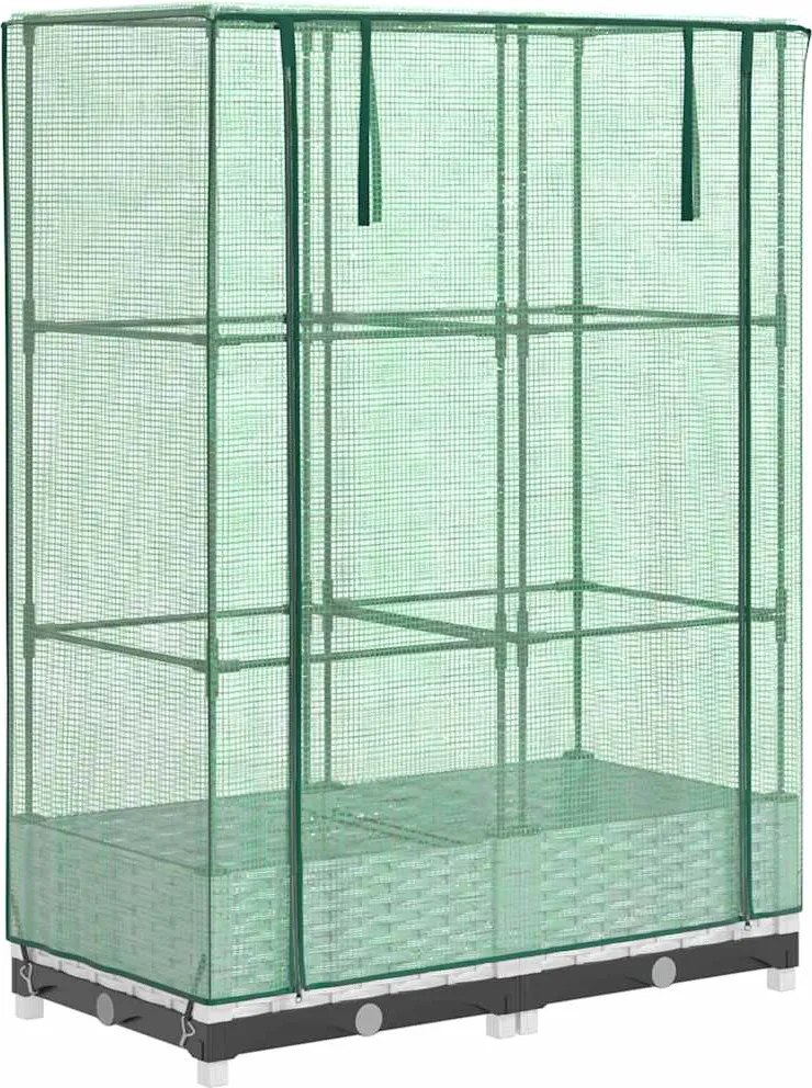 vidaXL Strat înălțat cu husă de seră, aspect ratan, 80x40x123 cm