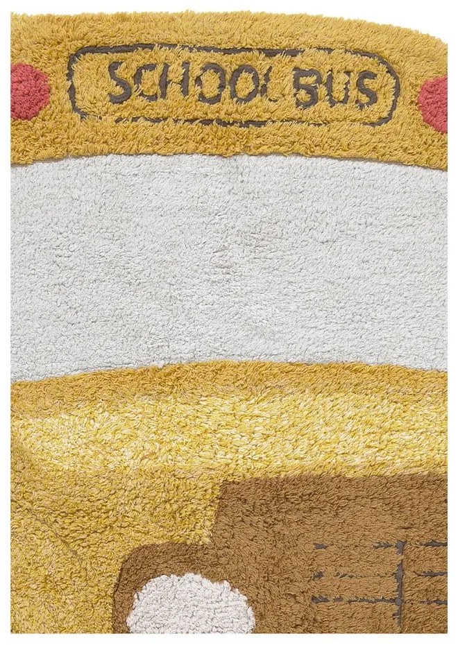 Covor pentru copii galben ocru lavabil, țesut manual din bumbac 90x130 cm School Bus – Lorena Canals