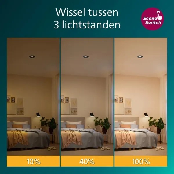 Philips - Set 3x spot încastrat compatibil cu dimmer CILANTRO LED/5W/230V 4000K negru