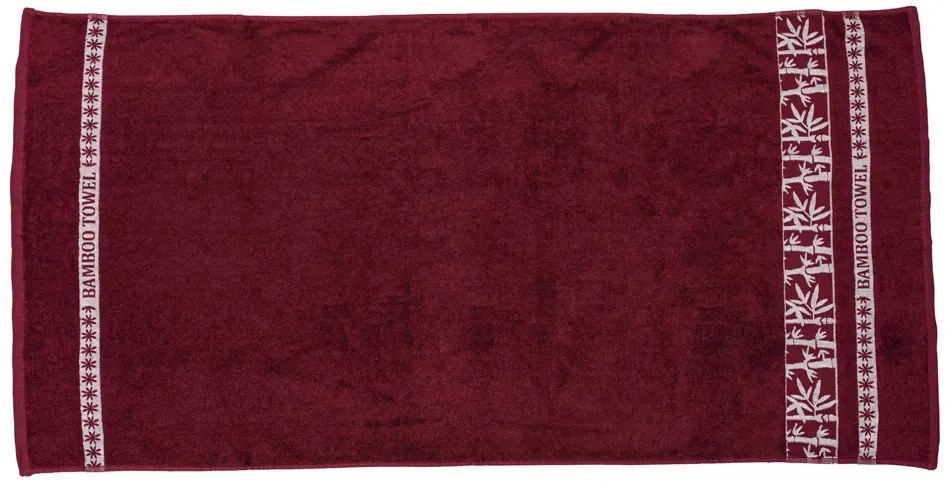 Prosop din bambus BAMBOO 50 x 90 cm visiniu inchis, 70% fibra de bambus 30% bumbac