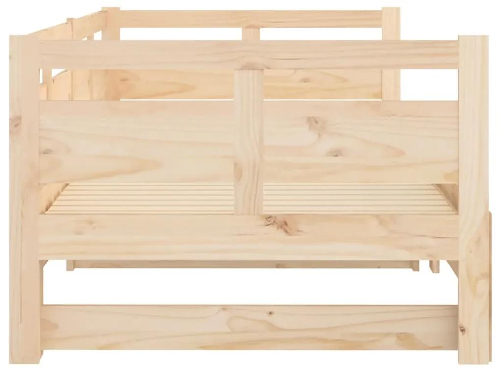 Pat de zi extensibil, 2x(90x200) cm, lemn masiv de pin Maro, 90 x 200 cm