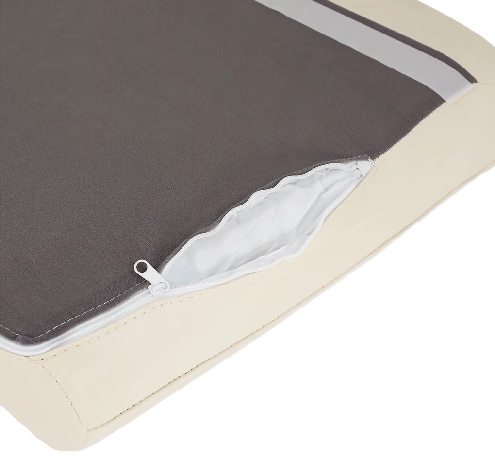 Fotoliu design, piele / piele ecologică, crem / negru, LINSY