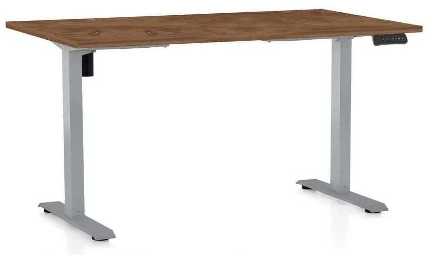 Masă înălțime reglabilă OfficeTech B, 120 x 80 cm, picioare gri, stejar silverjack