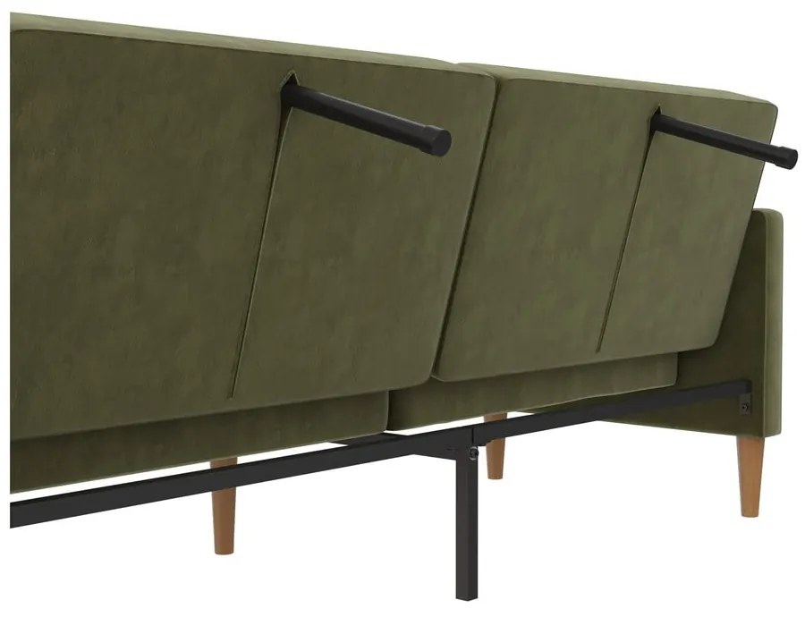 Canapea verde extensibilă cu tapițerie din catifea 207 cm Lilly – Støraa
