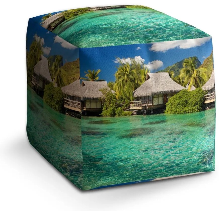 Taburet Cube căsuțe pe mare, colorat