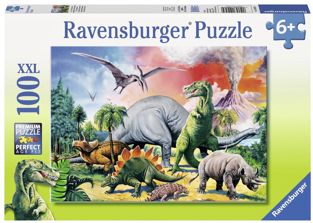 PUZZLE PRINTRE DINOZAURI, 100 PIESE - RAVENSBURGER (RVSPC10957)