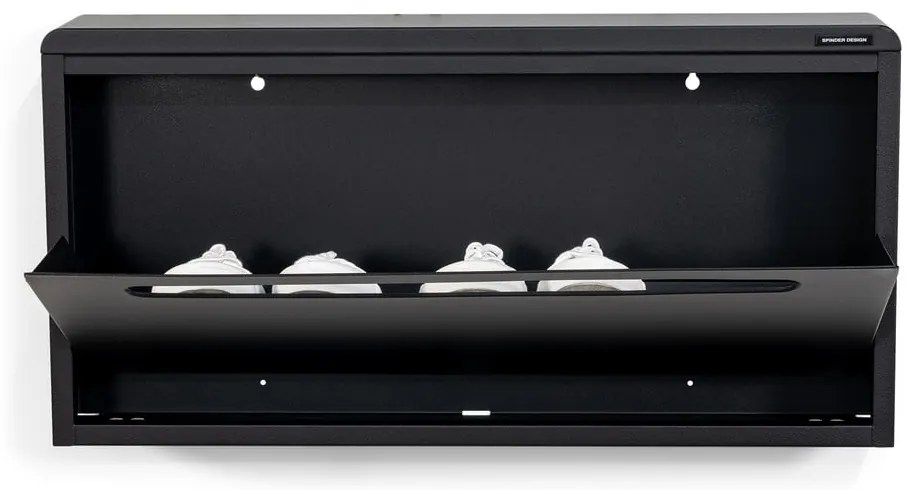 Pantofar negru cu deschidere înclinată/suspendat din metal 75x38x13 cm Mario – Spinder Design