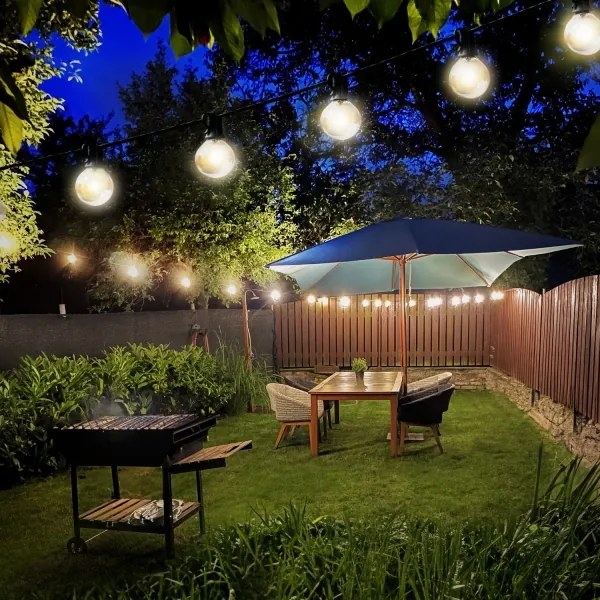Brilagi - Ghirlandă LED decorativă pentru exterior GIRLANDA, 10xE12, 8m, negru, IP44, alb cald
