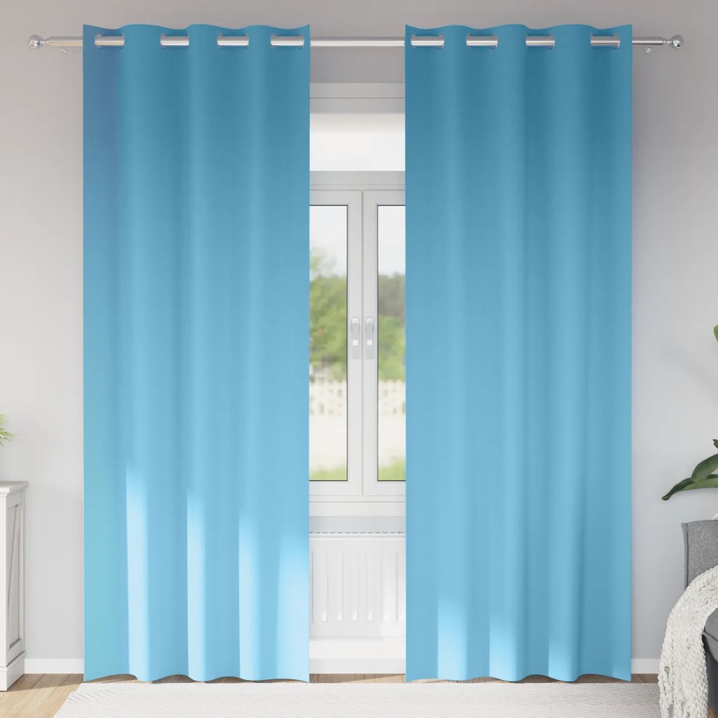 vidaXL Perdele 2 pcs Albastru deschis 225 x 140 cm Poliester