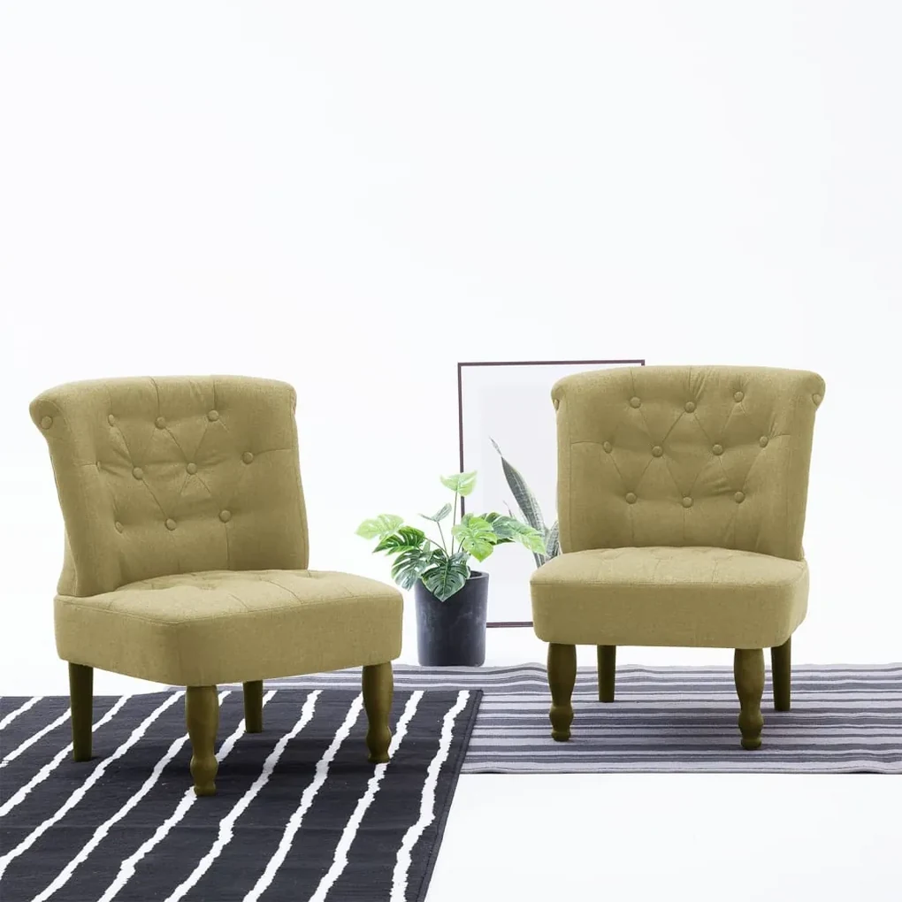 282126 vidaXL Scaun stil franțuzesc, verde, material textil