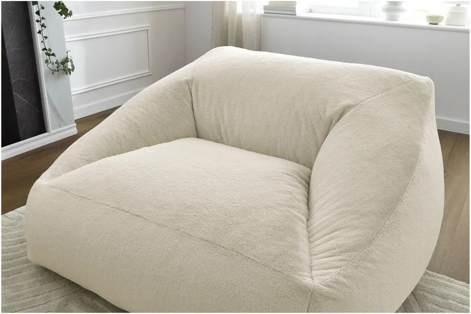 Fotoliu bean bag crem cu tapițerie din blană artificială Lilibet – Bobochic Paris