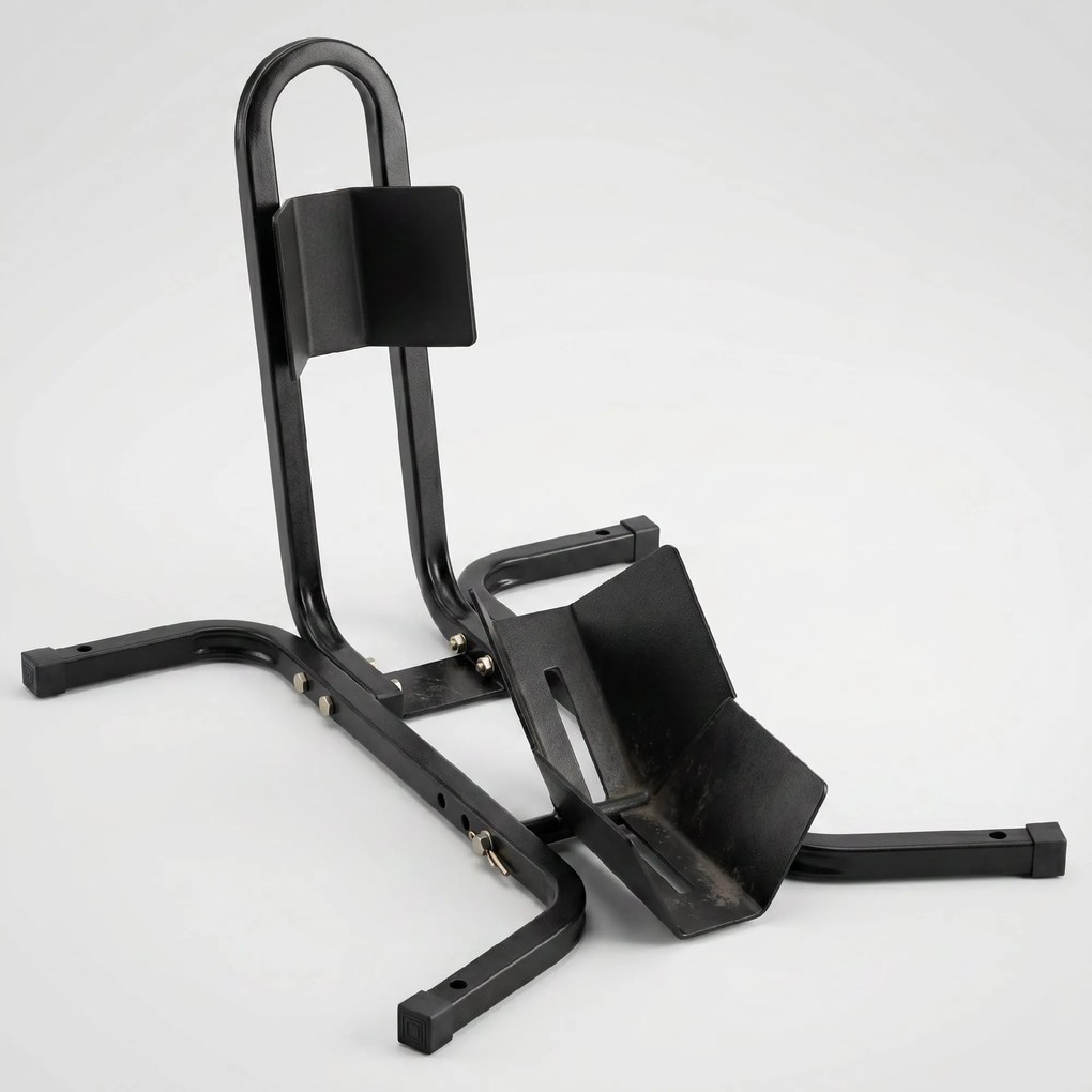 HOMCOM Suport pentru Motocicletă Reglabil pe 3 Nivele, Sistem de Blocare Roți Motocicletă în Metal cu Găuri, 60x55x43 cm, Negru